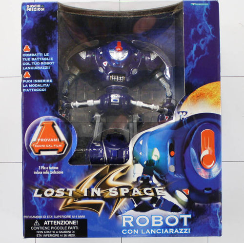 Roboter blau mit Raketenwerfer, Lost in Space