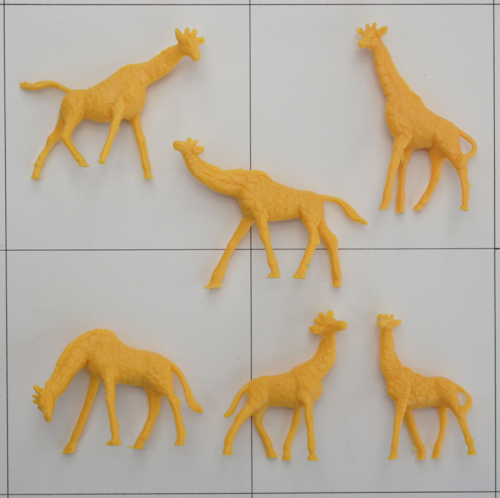 6 Giraffen, Orangegelb, komplette Serie, Texas-Ranch, Wildtiere aus aller Welt