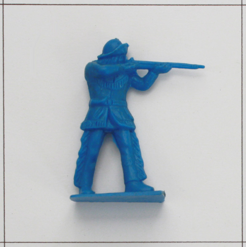 Trapper mit Gewehr zielend, Blau, <br />Tim Mee, Westernfiguren