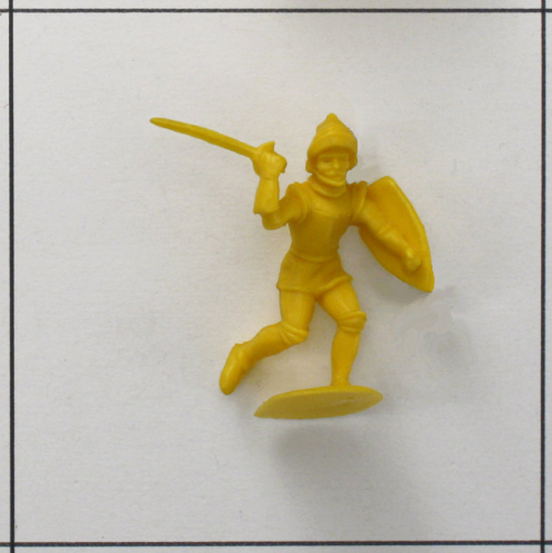 Ritter rennend, Schwert rechts erhoben, gelb