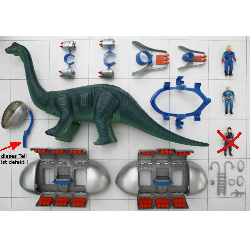 Diplodocus, nicht komplett, mit 2 Figuren, Dino-Riders, Tyco, Serie 1