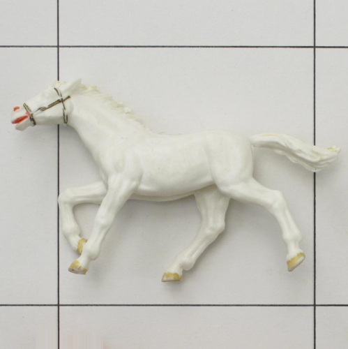 Pferd laufend, weiß, 70 mm, Elastolin, Weichplastik