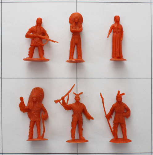5 Karl May-Figuren (ohne Nschi !), Sonderfarbe, Orangerot, Heinerle, Manurba