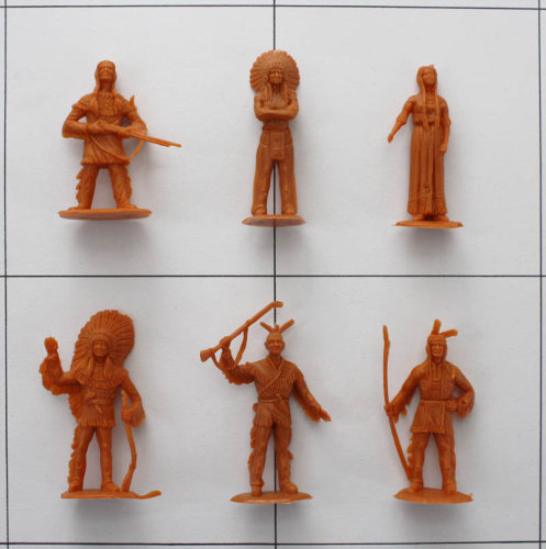 Alle 6 Karl May-Figuren, nicht bepielt helles Orangebraun, Heinerle, Manurba
