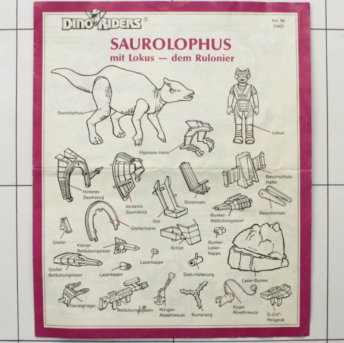 Original-Anleitung zu  Saurolophus, Dino-Riders, Tyco, Serie 2