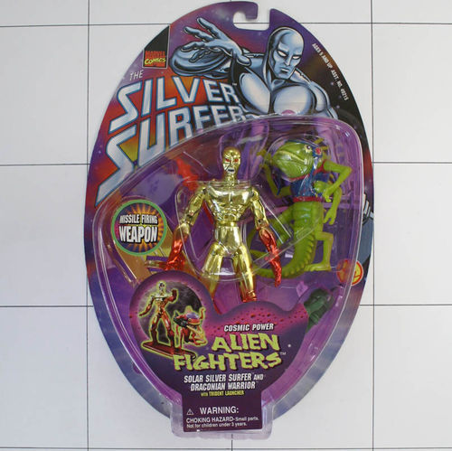 Solar Silver Surfer & Draconian Warrior, Alien Fighters, Silver Surfer, ToyBiz, Marvel