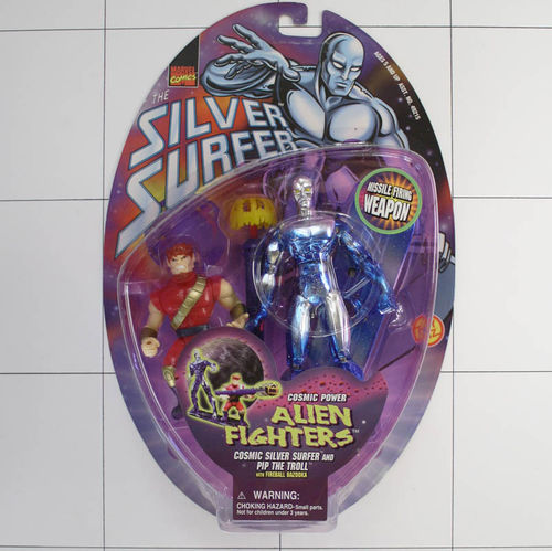 Cosmic Silver Surfer & Pip the Troll, Alien Fighters, Silver Surfer, ToyBiz, Marvel