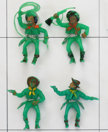 Alle4 Cowboyreiter aus der 3. Serie, grün mit Teilbemalung, Jean Höfler