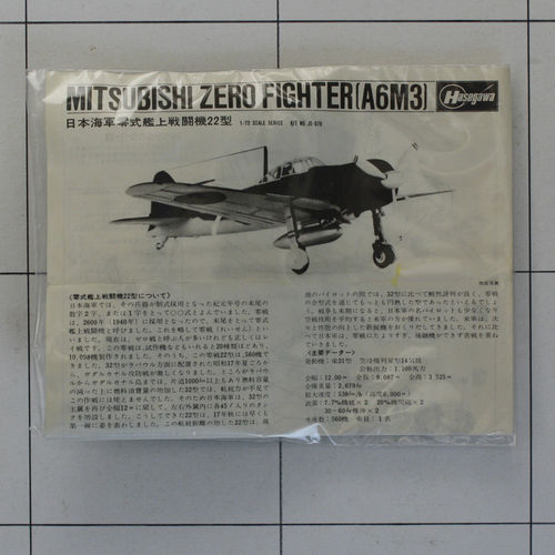 Mitsubishi Zero A6M3, Hasegawa 1:72, Plastik-Bausatz