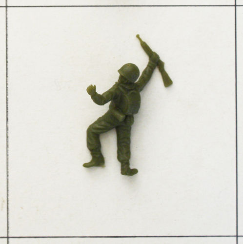 Soldat, liegend mit Gewehr, Hand erhoben, olivgrün, Infanterie Serie 1, Heinerle