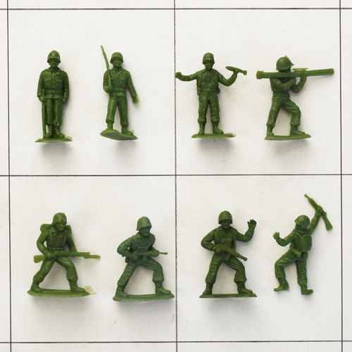 Alle 8 Infanterie Soldaten, olivgrün, Serie 1, Heinerle